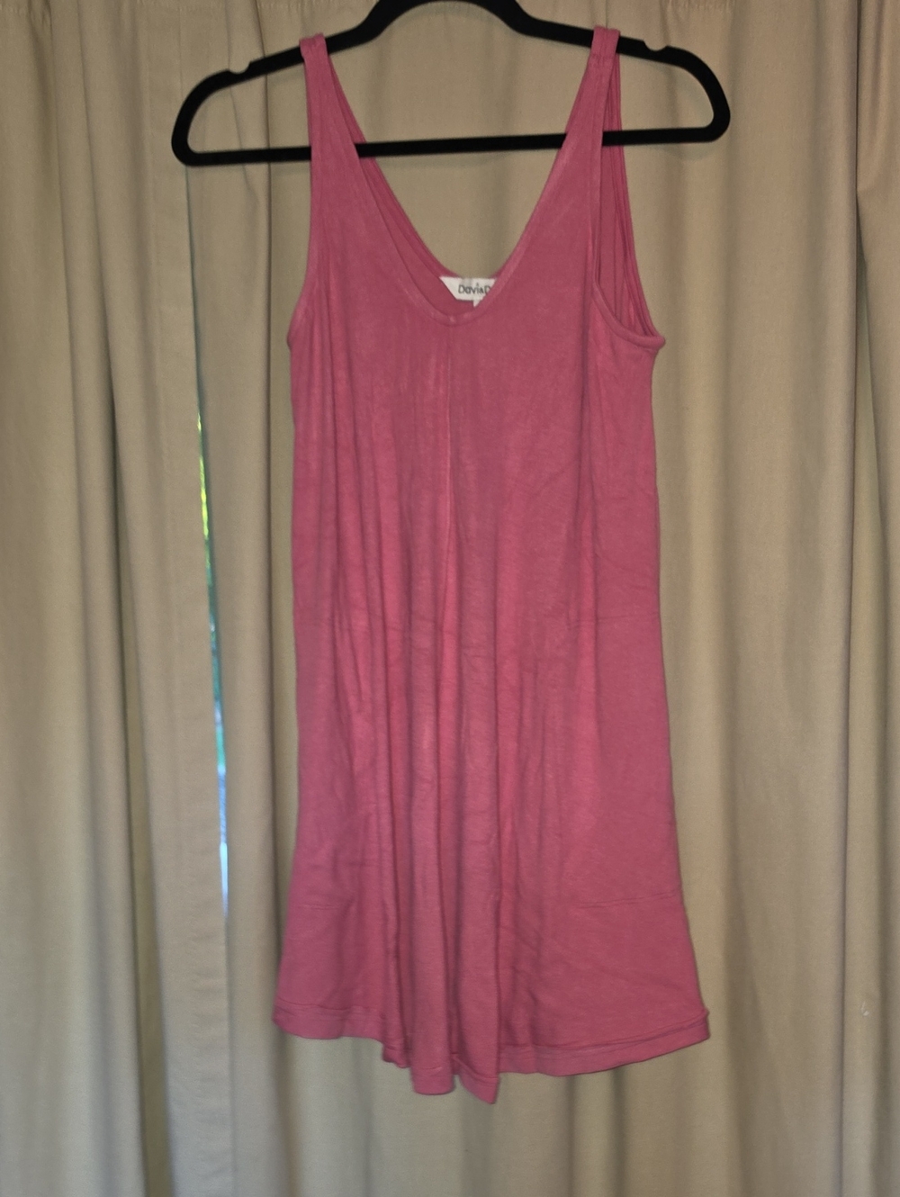 DAVI & DANI Dusty Rose Sleeveless V-Neck Tunic Mini Swing Dress Tank With Pocket